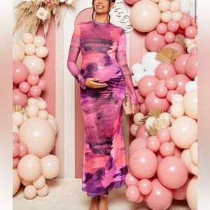 Xxl maternity Pink & Purple Tie-Dye Maxi dress